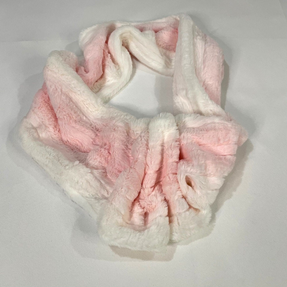 Justice Plush Faux Fur Infinity Scarf Pink White Ombre Soft Cozy One Size